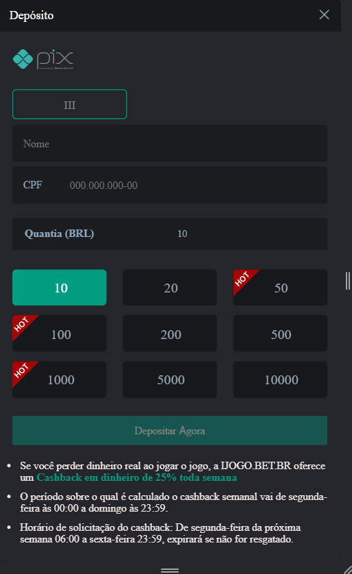 Método de pagamento pix